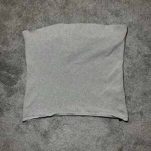 Ralph Lauren Black Label Tube Top L Large Silver Metallic Silk Knit Strapless